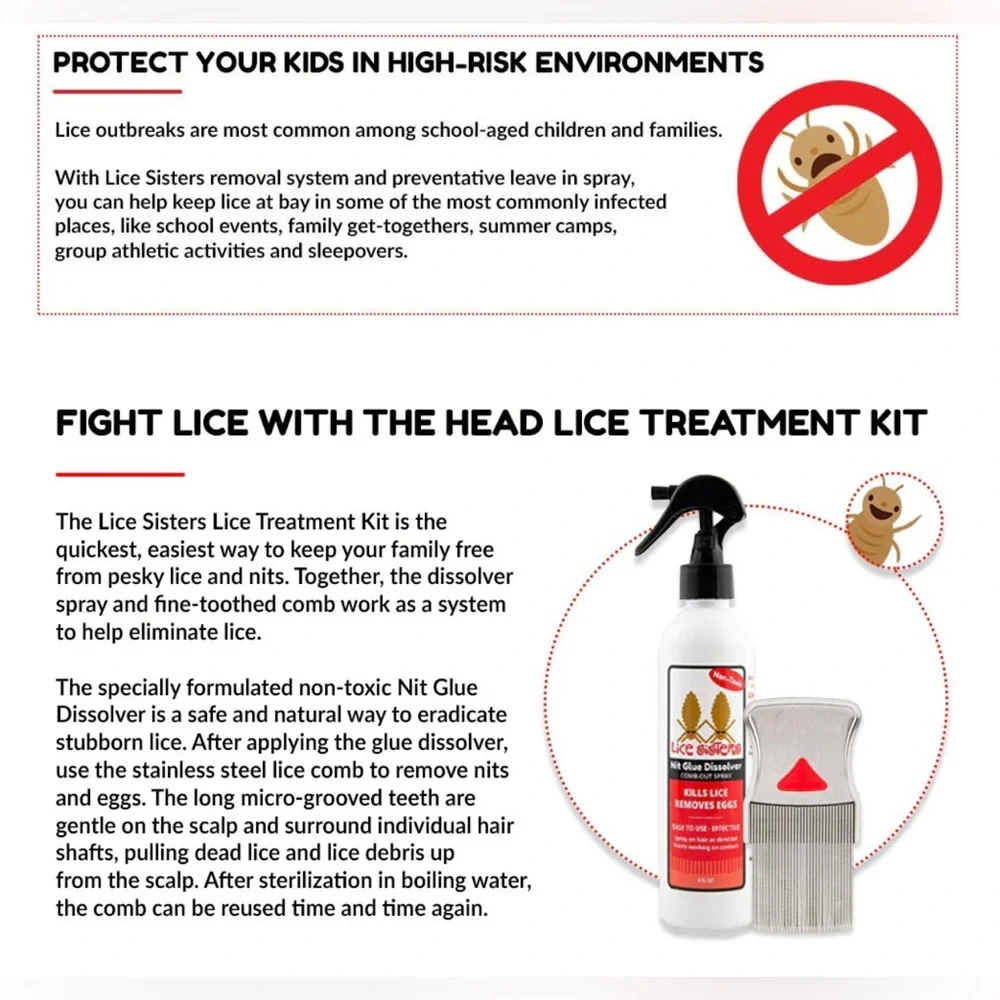 Head Lice Kit - Non-Toxic, Natural Spray Treatment, Comb, Kills Lice & Eggs